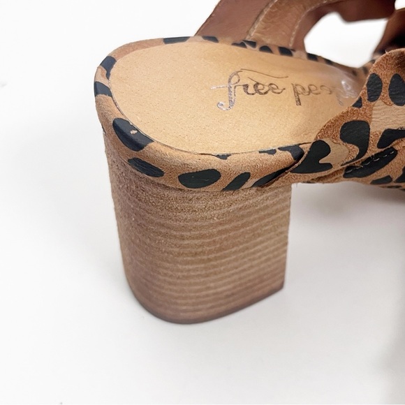 FREE PEOPLE Rosie Animal Print Ruffle Straps Slip On Heels Size EU 37 - Picture 7 of 11